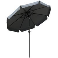 Outsunny 2.7m Patio Umbrella Garden Parasol with Crank, Ruffles, 8 Ribs, Grey