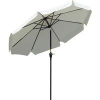 Outsunny 2.7m Patio Parasol Garden Umbrellas Outdoor Sun Shade Table Umbrella with Tilt, Crank, 8 Ribs, Ruffles, White