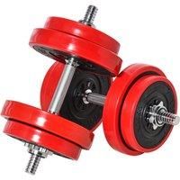 HOMCOM 20KGS Two-In-One Dumbbell & Barbell Adjustable Set Strength Muscle Exercise Fitness Plate Bar Clamp Rod Home Gym Sports Area