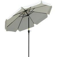 Outsunny 2.66m Patio Umbrella Garden Parasol Outdoor Sun Shade Table Umbrella with Ruffles, 8 Sturdy Ribs, Cream White