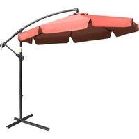 Outsunny 2.7m Garden Banana Parasol Cantilever Umbrella with Crank Handle and Cross Base for Outdoor, Hanging Sun Shade, Wine Red
