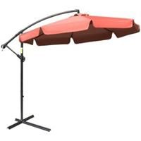 Outsunny 2.7m Garden Cantilever Banana Parasol Sun Shade w/ Crank, Wine Red