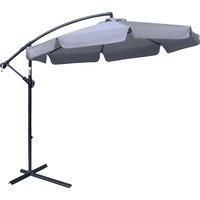 Outsunny 2.7m Cantilever Parasol Garden Banana Umbrella with Crank Handle and Cross Base for Outdoor, Hanging Sun Shade, Dark Grey