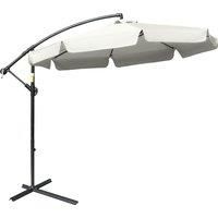 Outsunny 2.7m Cantilever Parasol Garden Banana Umbrella with Crank Handle and Cross Base for Outdoor, Hanging Sun Shade, Cream White
