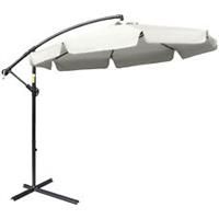 Outsunny 2.7m Garden Cantilever Banana Parasol Sun Shade w/ Crank, Cream White