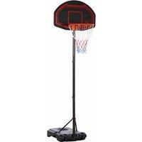 HOMCOM Outdoor Basketball Hoop Stand Portable Sturdy Rim Adjustable Height from 210-260 cm w/Wheels, Stable Base, Black
