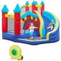 Outsunny Kids Bounce Castle Trampoline Slide Water Pool Climbing Wall w/Inflator