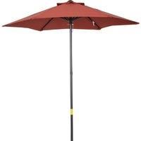 Outsunny 2m Patio Parasols Umbrellas, Outdoor Sun Shade with 6 Sturdy Ribs for Balcony, Bench, Garden, Wine Red