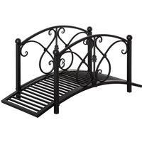 Outsunny 102L x 48W x 49H Classic Metal Garden Bridge with Safety Railings - Black