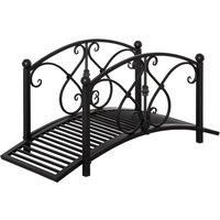 Outsunny 102L x 48W x 49H Classic Metal Garden Bridge with Safety Railings Arc Footbridge Decorative Pond for Backyard Creek Stream, Black