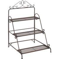 Outsunny 3 Tier Stair Style Metal Plant Stand, Flower Pot Holder Display Shelf, Storage Organizer Rack for Indoor Outdoor Patio Balcony Yard