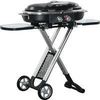 Foldable Gas BBQ Grill with 2 Burners Storage Shelves Pocket, Aluminium Alloy