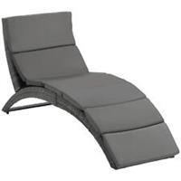 Outsunny Garden Rattan Sun Lounger Foldable Patio Recliner Chaise Chair Grey