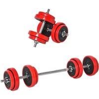 20kg Two-In-One Dumbbell & Barbell Adjustable Set Strength Gym Workout - Homcom