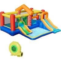 Outsunny Kids Bounce Castle Double Slides & Trampoline Design With Inflator