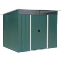 Outsunny Pent Roofed Metal Garden Shed House Hut Gardening Tool Storage w/ Ventilation 260L x 194W x 200H cm