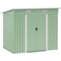 Outsunny 7 x 4ft Outdoor Garden Metal Storage Shed, Tool Storage Box for Backyard, Patio and Lawn, Light Green