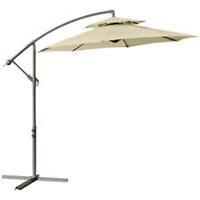 Outsunny 2.7m Cantilever Banana Parasol Outdoor Sun Shade w/ Crank, Beige