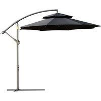 2.7m Cantilever Banana Parasol Garden Umbrella w/ 2 Tier Canopy Crank Handle
