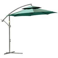 Outsunny 2.7m Cantilever Banana Parasol Outdoor Sun Shade w/ Crank, Green