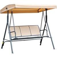 Outsunny 3 Seater Swing Chair Garden Swing Seat Outdoor Hammock w/ Canopy Steel Frame - Beige