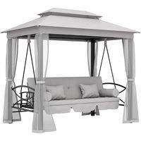 Outdoor 3-in-1 Convertible Swing Chair Bed 3 Seater Porch Garden w/ Nettings