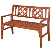 Outsunny Foldable Garden Bench, 2Seater Patio Wooden Bench Brown