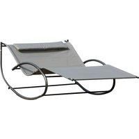 Outsunny Double Hammock Chair Sun Lounger Outdoor Patio Garden Swing Rock Seat Grey