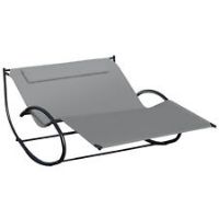 Outsunny Hammock Chair Sun Bed Rock Seat w/ Metal Texteline Grey