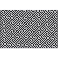 Outsunny 152 x 243 cm(5x 8ft) Outdoor Rug Reversible Mat Plastic Straw Rug Portable RV Camping Mat for Garden Deck Picnic Indoor, Black & White