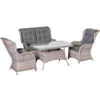 Outsunny 4pc Rattan Sofa Set, Grey