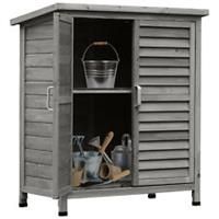 Outsunny Garden Storage Shed Solid Fir Wood Garage Organisation, Grey