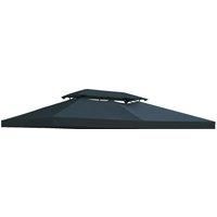 Outsunny 3x4m Gazebo Replacement Roof Canopy 2 Tier Top UV Cover Garden Patio Outdoor Sun Awning Shelters Deep Grey (TOP ONLY)