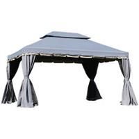 Outsunny 3x4m 2Tier Gazebo Aluminium Garden Marquee Party Tent Canopy Grey
