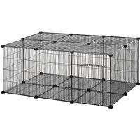 PawHut Pet Playpen DIY Small Animal Cage Metal Fence with Door, 22 Pieces, for Bunny Chinchilla Hedgehog Guinea Pig