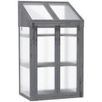 Outsunny Wooden Greenhouse Cold Frame Grow House with Double Door Grey