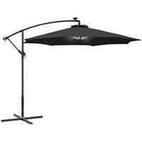 Outsunny 3(m) LED Patio Banana Umbrella Cantilever Parasol w/ Crank, Black