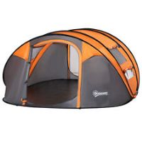 Outsunny Camping Tent Dome Tent Pop-up Design with 4 Windows for 4-5 Person
