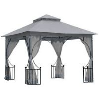 Outsunny Gazebo Party Tent Canopy Sun Shade for Patio Garden Light Grey 3x3(m)