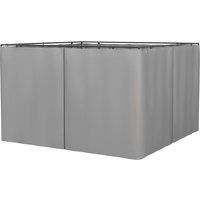 Outsunny 3 x 3(m) Universal Gazebo Sidewall Set with 4 Panels, Hooks/C-Rings Included for Pergolas & Cabanas, Light Grey