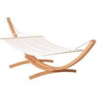 Outsunny Outdoor Garden Hammock Swing Hanging Bed With Wooden Stand For Patio - White