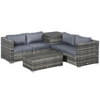 Outsunny 6Pcs Rattan Sofa Set Garden Sectional Garden Wicker Furniture Cushion