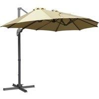 Outsunny 4.5 m Patio Cantilever Roma Parasol, Large Double-Sided Rectangular Garden Umbrella with Crank Handle, 360° Cross Base for Bench, Outdoor, Khaki