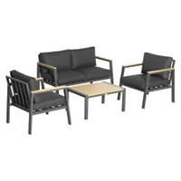 Outsunny 4 Piece Outdoor Conversation Furniture Set with Coffee Table & Cushions