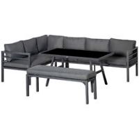 Outsunny 8Seater Aluminium Garden Dining Sofa Furniture Set with Cushions