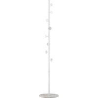 HOMCOM Coat Rack Free Standing Hall Tree with 8 Round Disc Hooks for Clothes, Hats,Purses, Steel Entryway Coat Stand with Marble Base for Entryway, Living Room, Bedroom, White