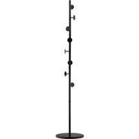 HOMCOM Steel Coat Stand Rack Marble Base 8 Hook For Living Room Entryway Black