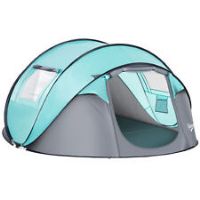 Outsunny 4 Person Camping Tent Popup Design w/ Mesh Vents for Hiking Dark Blue
