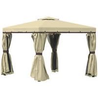 Outsunny 3 x 3(m) Patio Gazebo Garden Shelter w/ Mosquito Netting, Beige