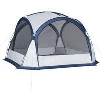 Outsunny Dome 6-8 Person Tent w/ 4 Zipped Mesh Doors - White/Blue